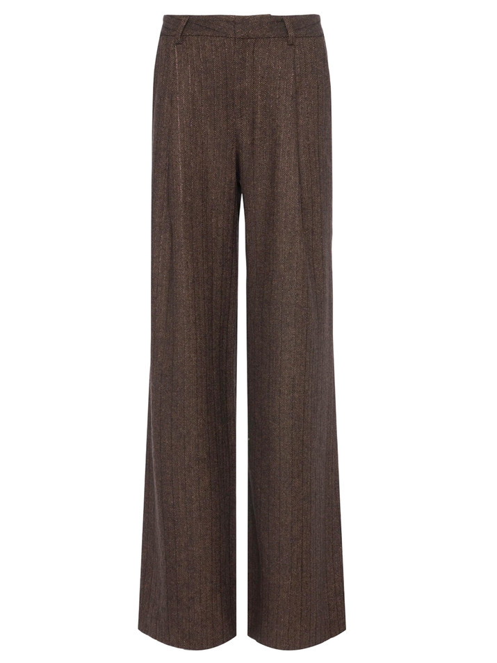 L'AGENCE Allanah Pinstriped Trouser in Bronze Product Shot 