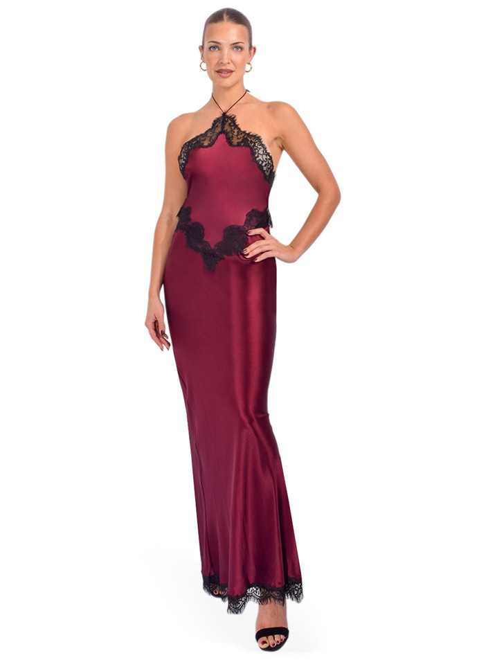 Retrofete Everly Dress in Port/Black Front View 2

