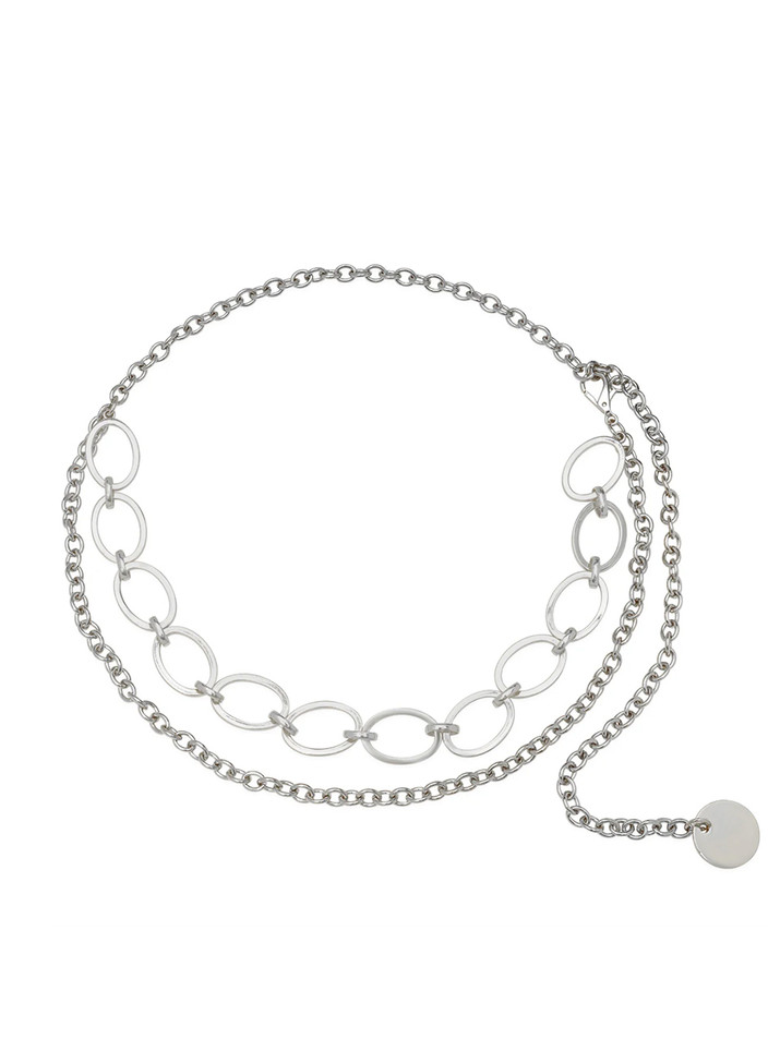 LAUREL & GOLD Larchmont Double Chain Belt in Silver Product Shot 