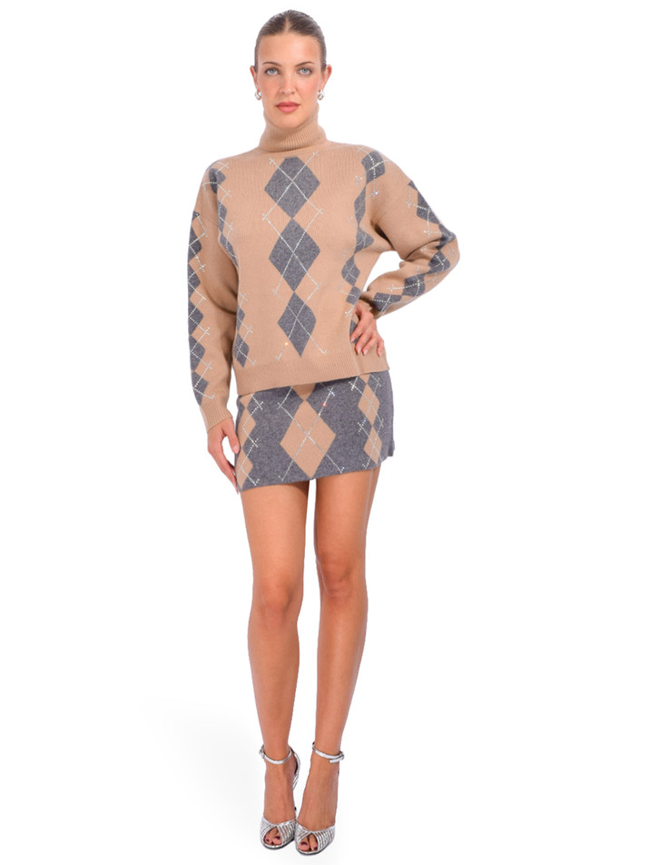 Retrofete Cecilie Embellished Skirt in Dusk Latte Full Outfit 