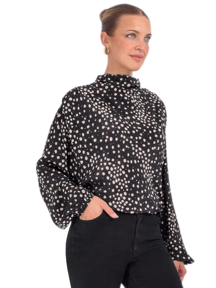 BA&SH Delphine Top in Spotted Noir Side View 