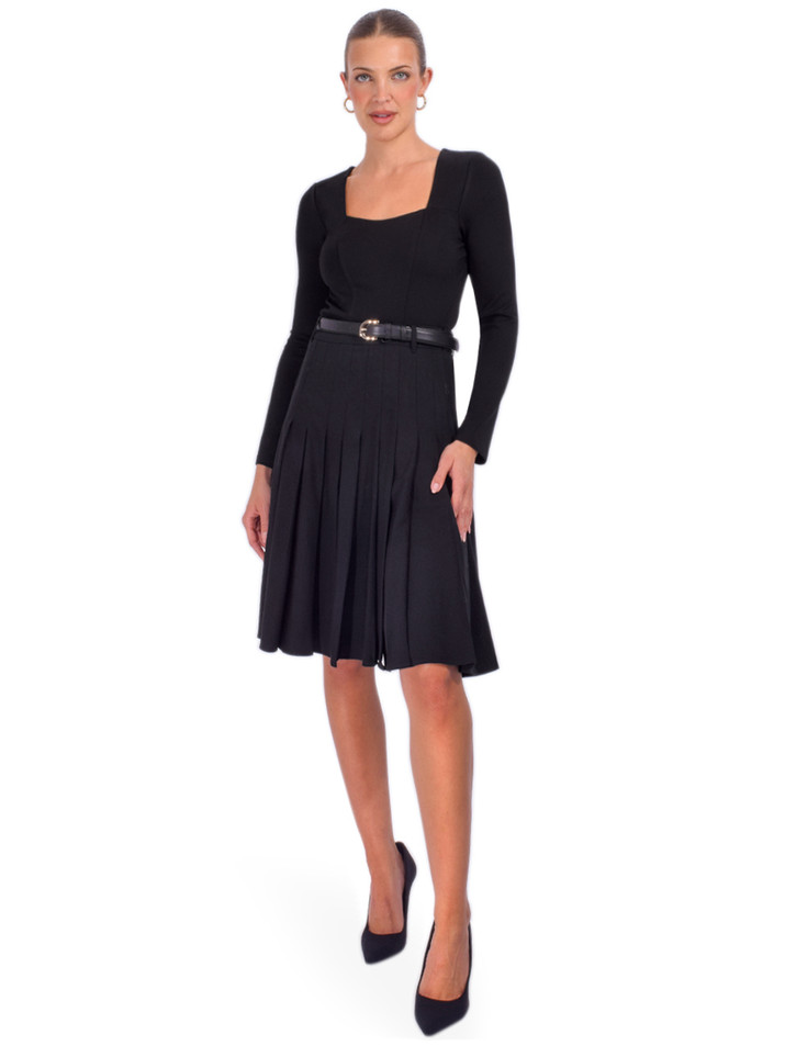 Drew Belen Square Neck Ponte Top in Black Full Outfit 