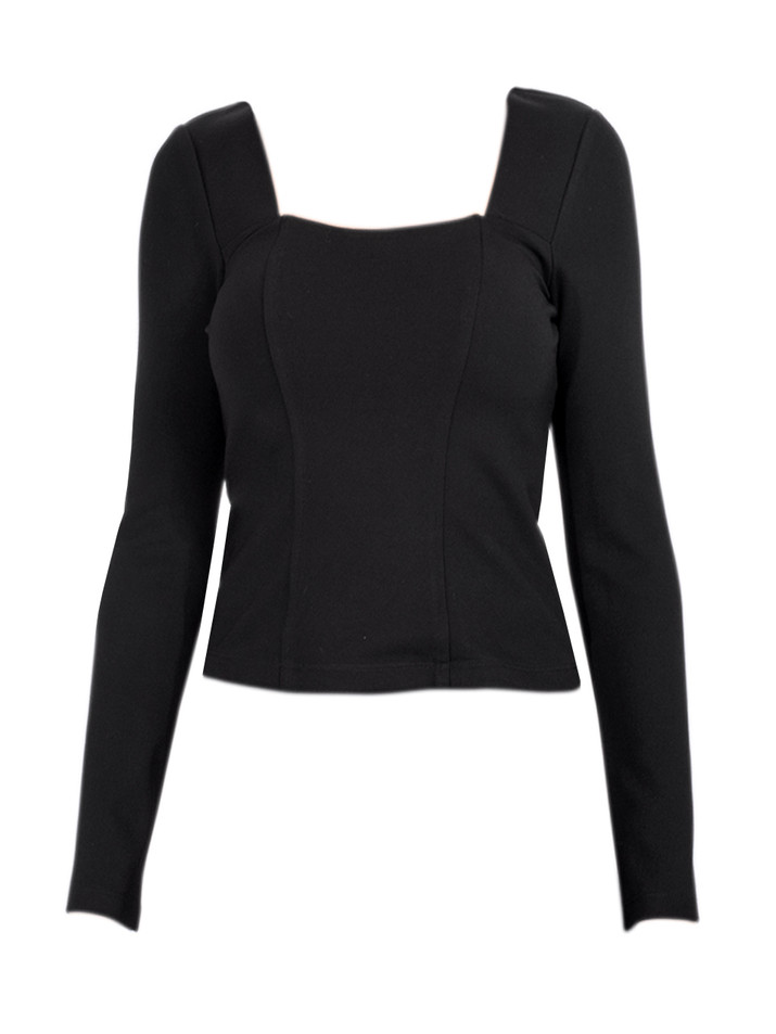 Drew Belen Square Neck Ponte Top in Black Product Shot 