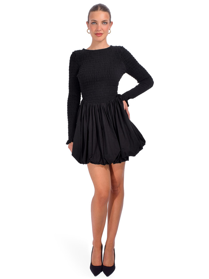 LOVE THE LABEL Rebecca Dress in Black Front View 1