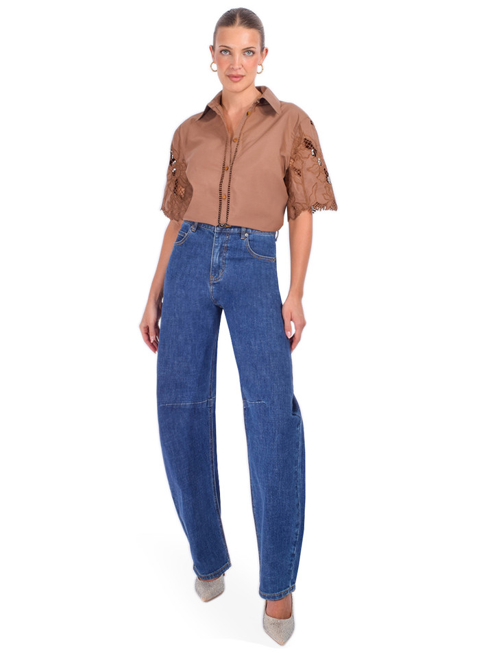 Sabina Musayev Gon Shirt in Mocha Full Outfit 