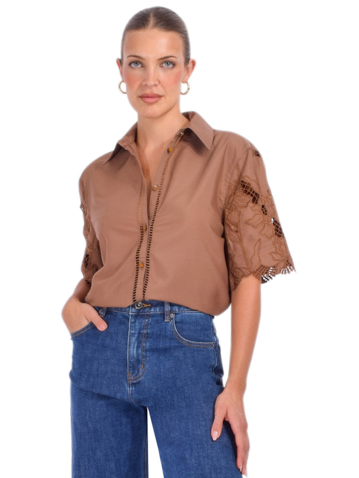 Sabina Musayev Gon Shirt in Mocha Front View 