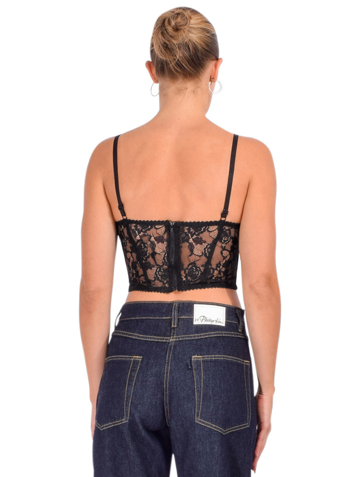 Self-Portrait Lace Corset Top in Black Back View 
