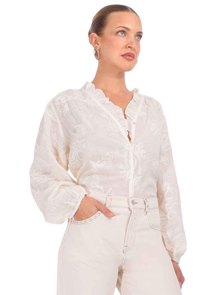 BA&SH Petty Blouse in Cream Side View 