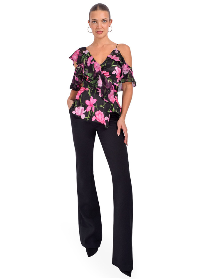 Christy Lynn Roan Ruffle Top in Onyx Florette Full Outfit 

