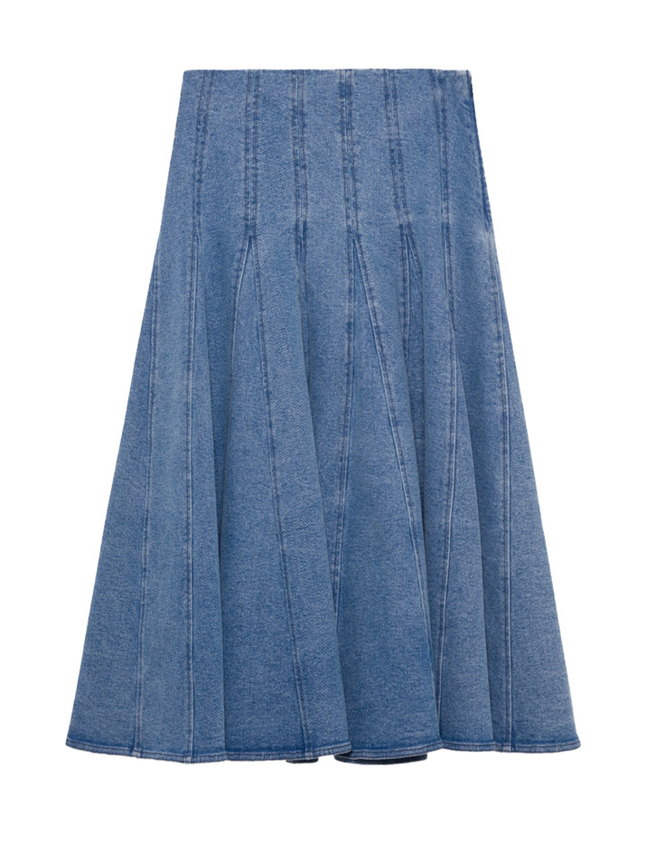 Simkhai Taylan Structured Denim Midi Skirt in Montauk Product Shot 