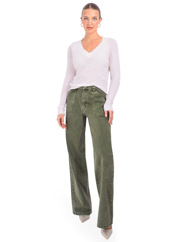 SER.O.YA Angelique Denim Pant in Grove Green Full Outfit 