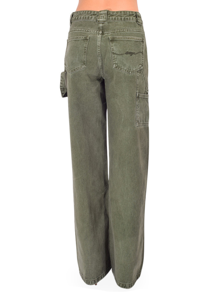 SER.O.YA Angelique Denim Pant in Grove Green Back View 