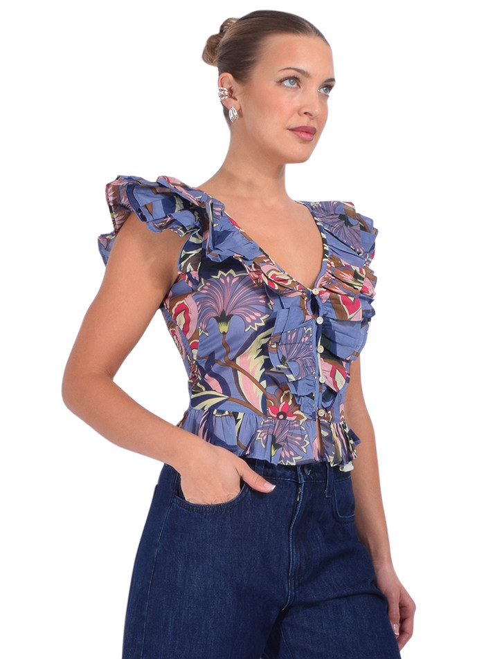 LOVE THE LABEL Carmella Top in Waltz of Flowers Print Side View 