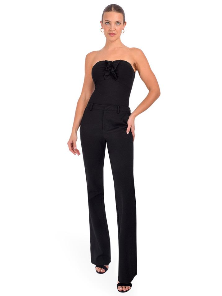 CAMI NYC Livvy Strapless Bodysuit in Black Full Outfit

