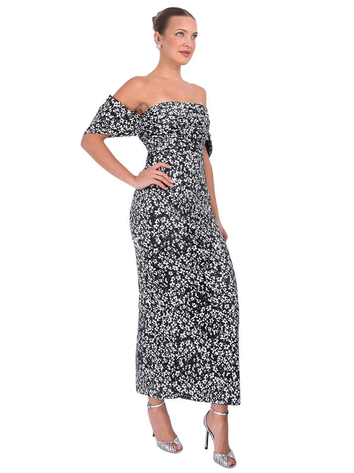 KIKA VARGAS Adele Daisy Dress in Midnight Side View 
