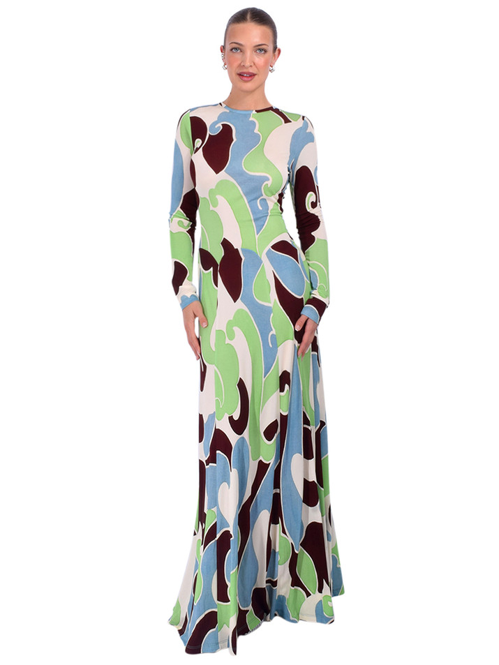 CARA CARA Aspen Dress in Petal Wave Mint Front View 1