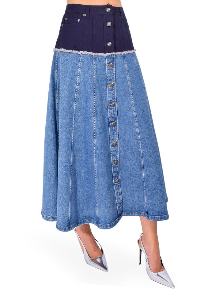 CINQ À SEPT Veena Skirt in Combo Blue Side View 