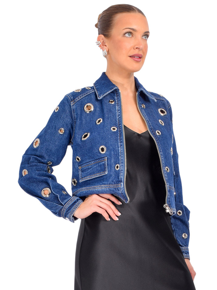 CINQ À SEPT Harriet Jacket in Blue Denim Side View 