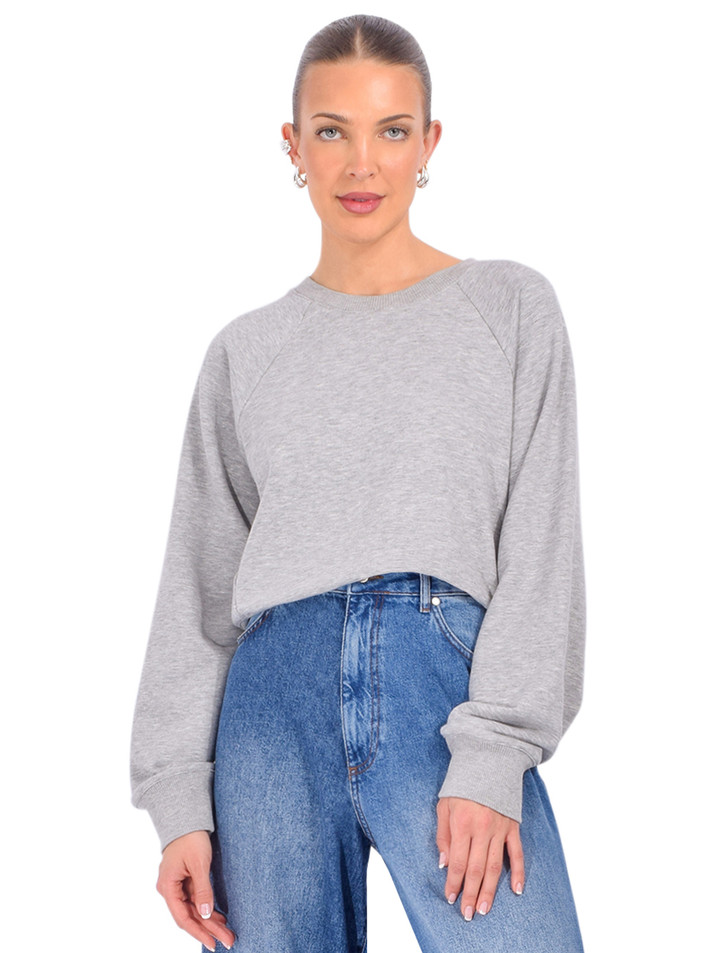 CINQ À SEPT Beatrix Pullover in Gray Front View 