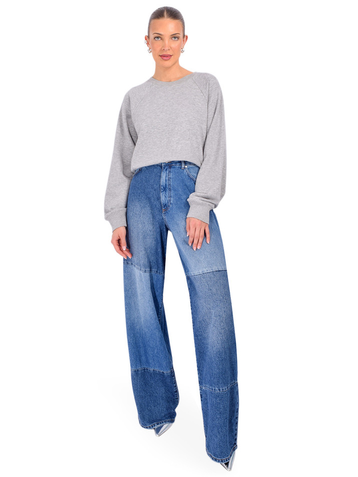 ESSENTIEL ANTWERP Jee Patchwork Jeans in Dark Denim Full Outfit 
