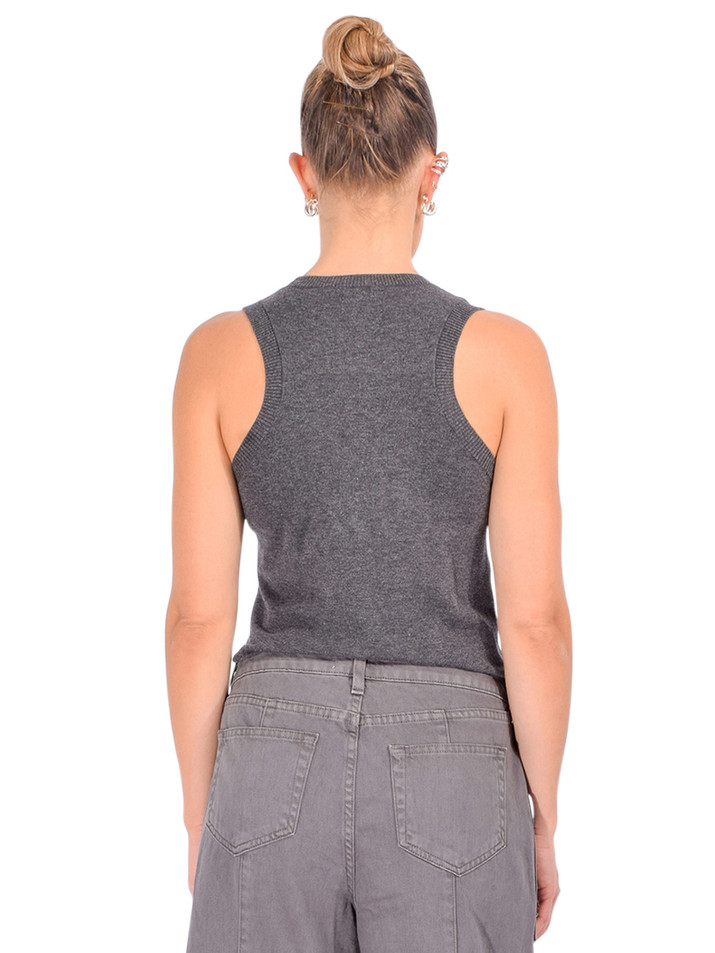 MINNIE ROSE Crew Tank in Gray Back View 