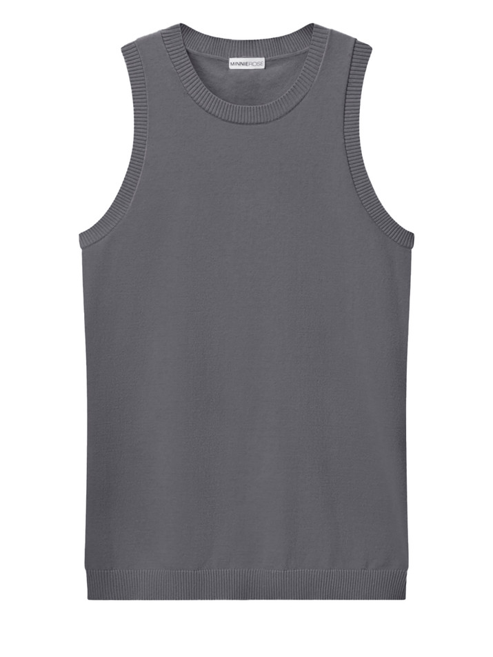 MINNIE ROSE Crew Tank in Gray Product Shot 