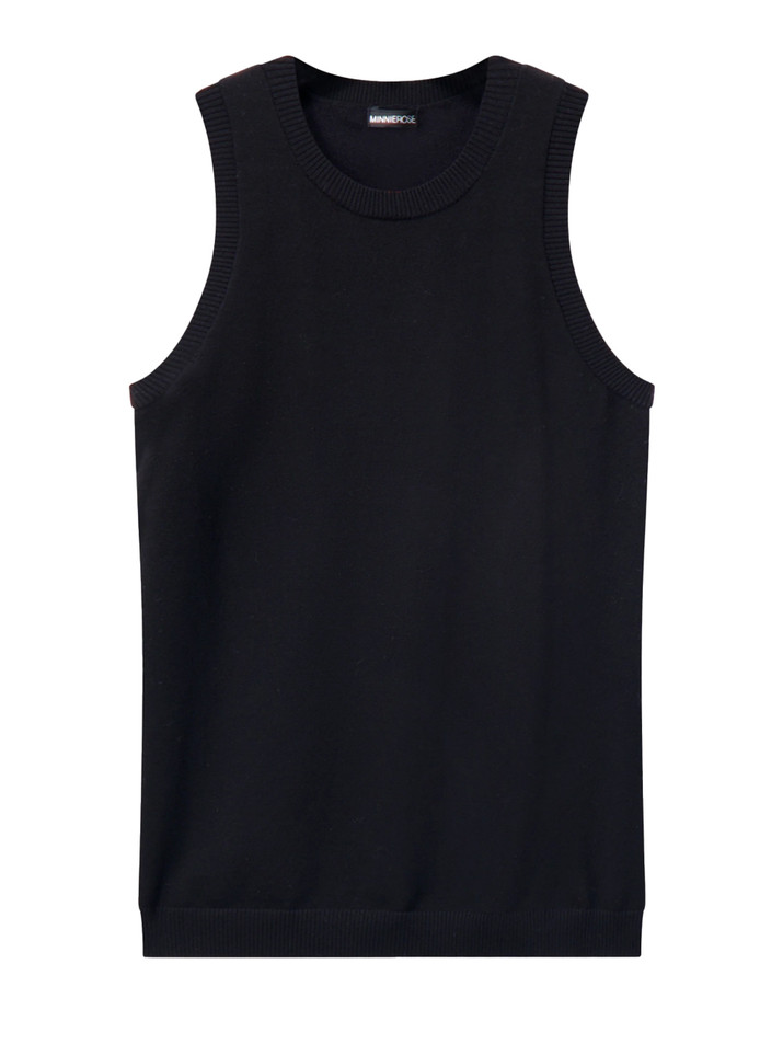 MINNIE ROSE Crew Tank in Black Product Shot 