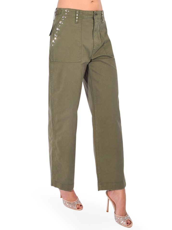 RE/DONE Trooper Pant in Green Side View 