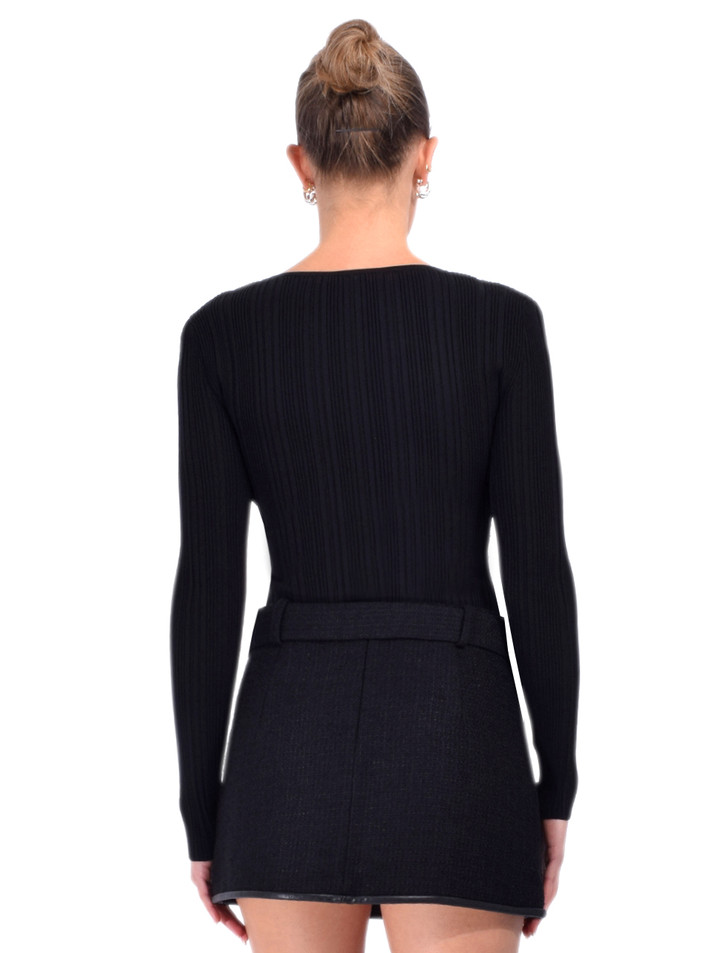 SELF-PORTRAIT Lace Knit Top in Black Back View 