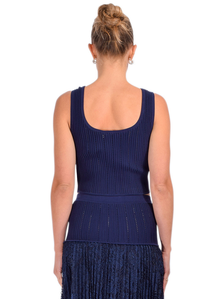 SIMKHAI Rylan Knit Tank in Midnight Back View 