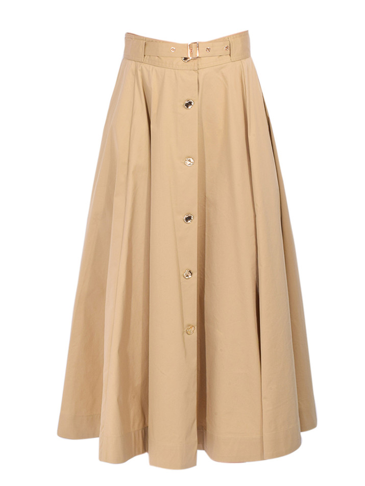 KARINA GRIMALDI Noma Midi Skirt in Khaki Product Shot 