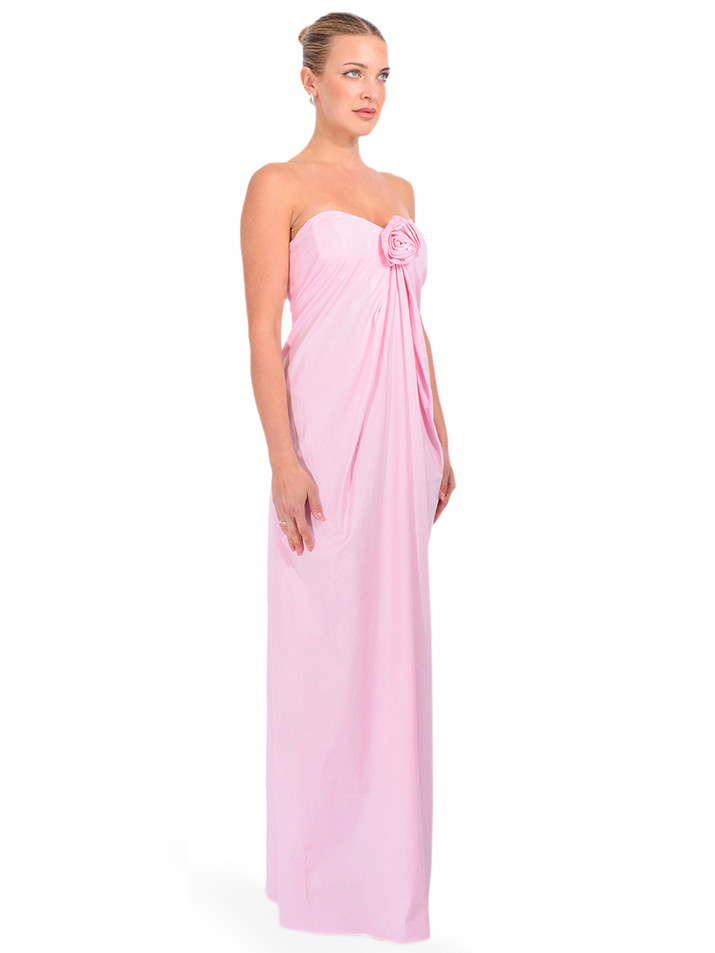 CAROLINE CONSTAS Kyra Dress in Pink Peony Side View 
