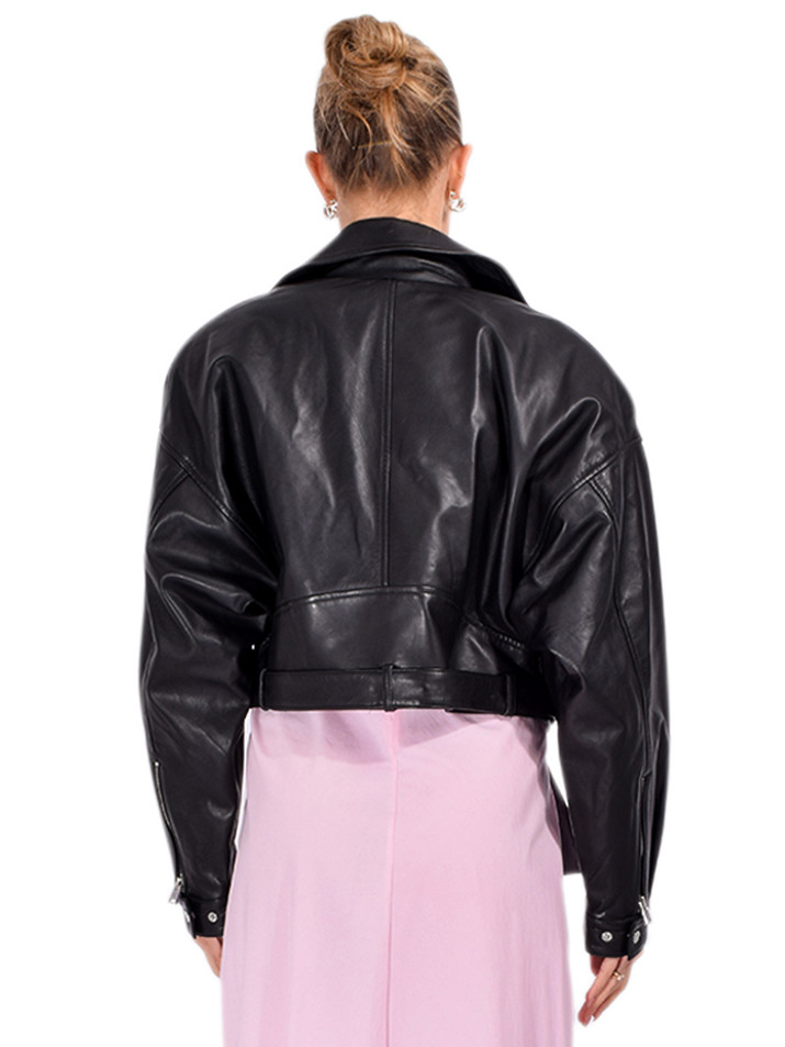 LAMARQUE Dylan 80's Biker Jacket in Black Back View 