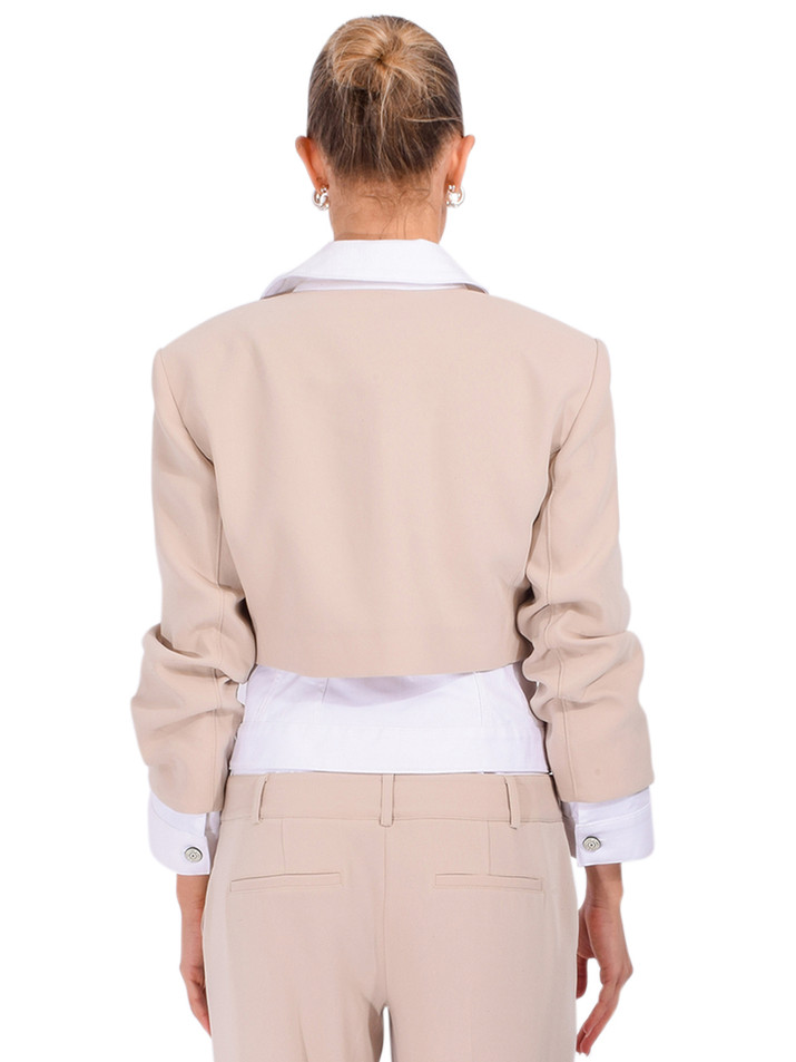 CINQ À SEPT Lorraine Denim Jacket in Khaki/White Back View 