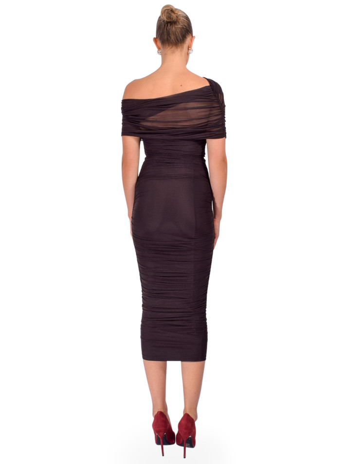 SER.O.YA Nyssa Mesh Dess in Ash Brown Back View 

