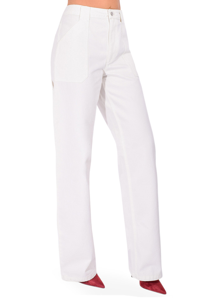 SER.O.YA Angelique Denim Pant in White Side View 