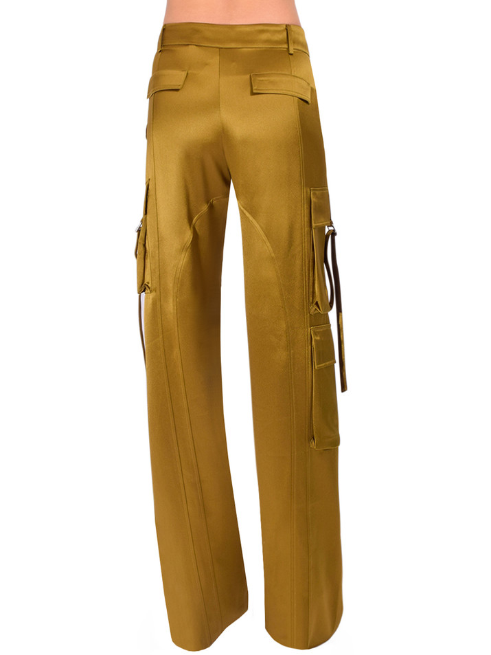 RETROFÊTE André Silky Cargo Pant in Ochre Back View 