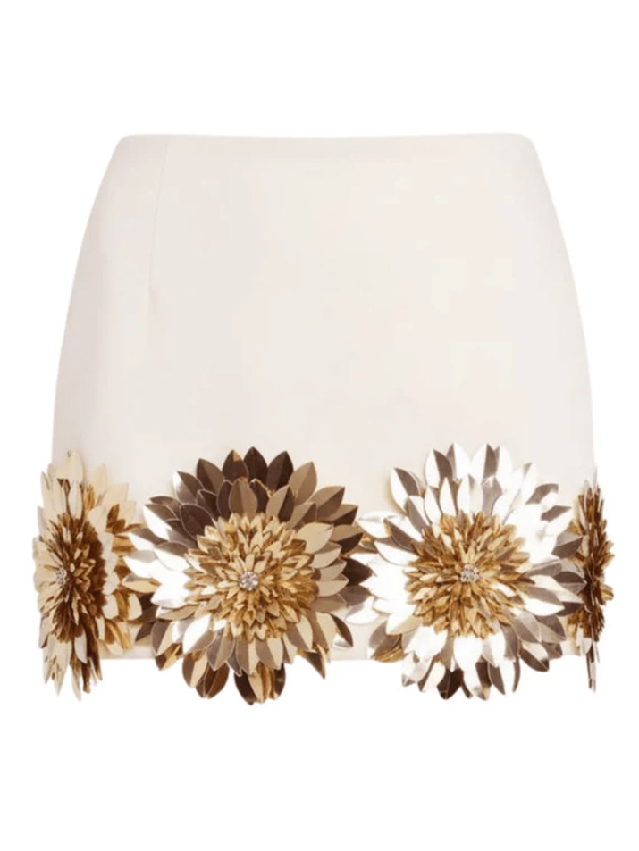 RETROFÈTE Gitte Embellished Skirt in Cream/Gold Product Shot 