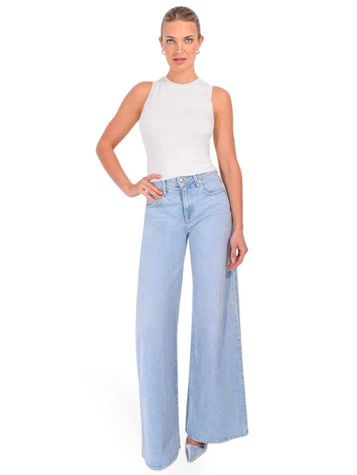 MINNIE ROSE Viscose Crew Tank in White Full Outfit 