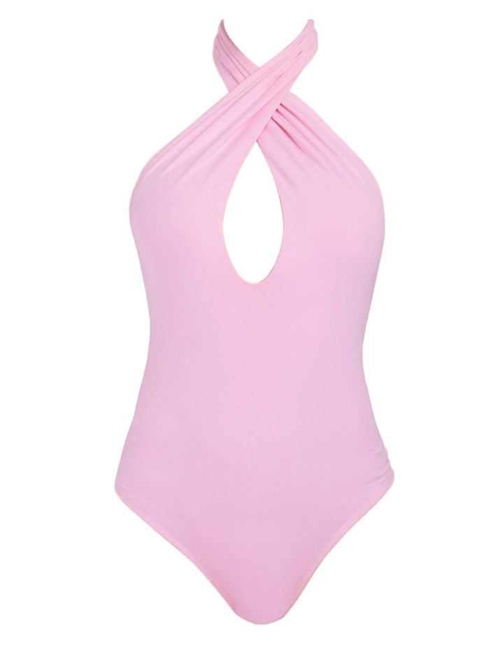 SANS FAFF Cross Bamboo Bodysuit in Blush Pink Product Shot 