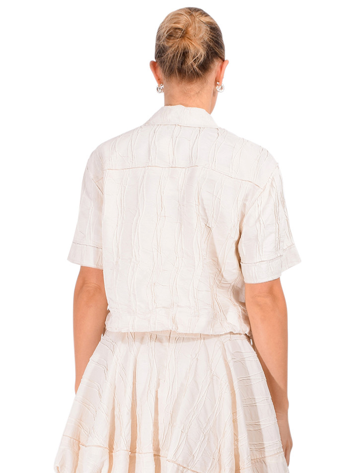 SIMKHAI Ryland Camp Shirt in White Multi Back View 