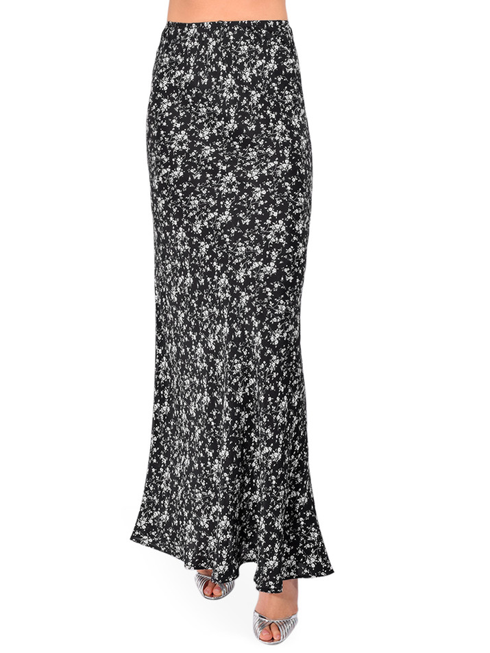 PARIS GEORGIA Elemental Bias Half Slip Skirt in Black Floral Front View 