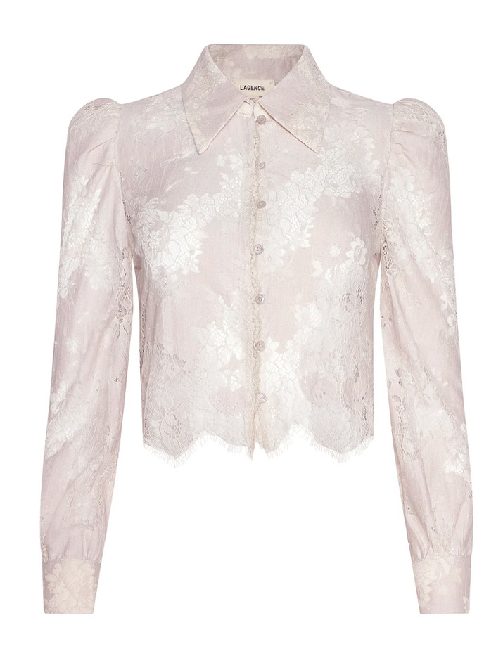 L'AGENCE Anita Lace Blouse in Champagne Product Shot 