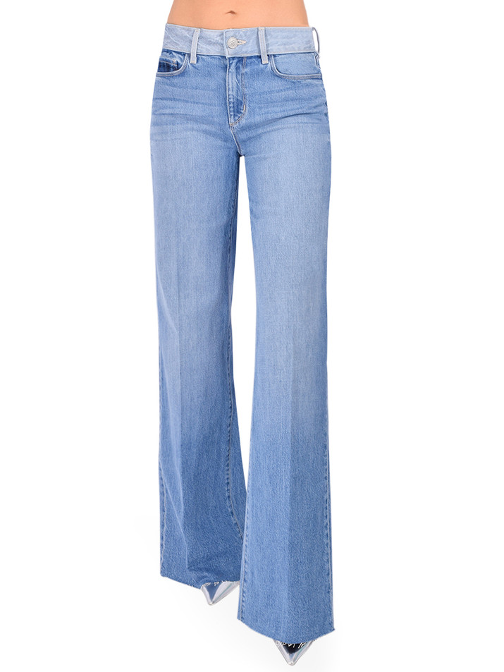 L'AGENCE Louane Wide-Leg Flare Jean in Bexley Blue Front View 