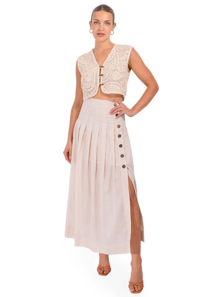 SABINA MUSAYEV Kamali Skirt in Ecru Full Outfit 