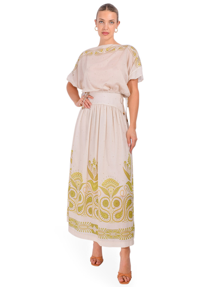 SABINA MUSAYEV Trina Skirt in Off-White Multi Full Outfit 