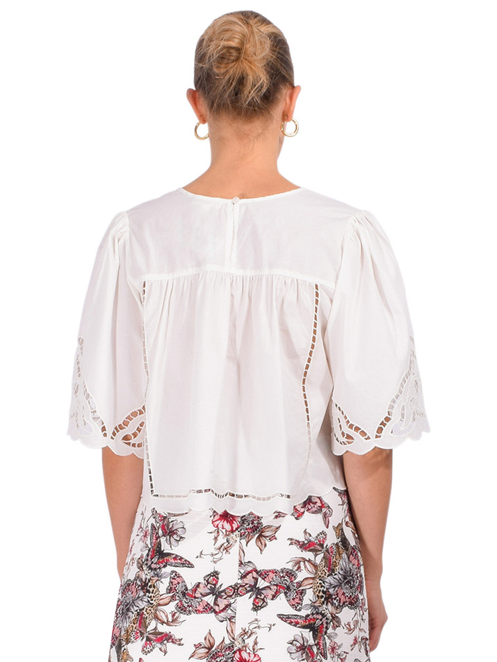 LOUISE MISHA Louvia Blouse in White Back View 

