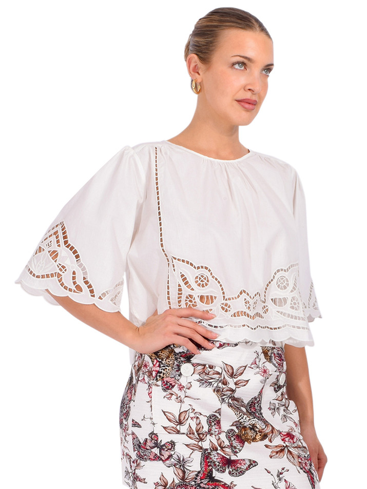 LOUISE MISHA Louvia Blouse in White Side View 

