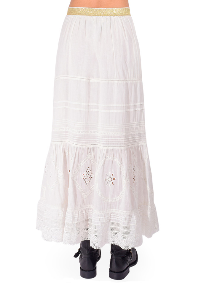 LEON & HARPER Jinta Lace Skirt in White Back View 