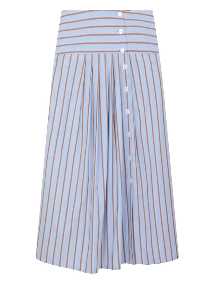 LEON & HARPER Joyau Stripe Skirt in Sky Product Shot 